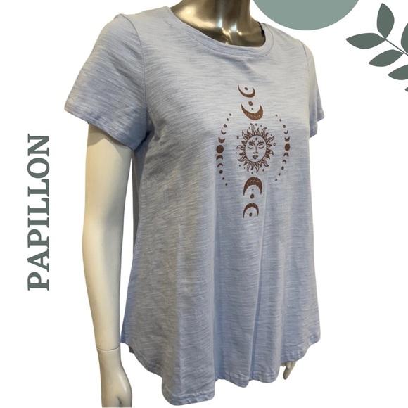 Sun & Moon Phases Short Sleeve Tee Papillon  | Relaxed Fit | Boho Celestial XS - Picture 3 of 6